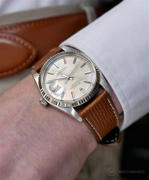 blue rolex brown leather strap|best leather strap for rolex.